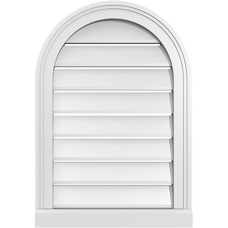 Ekena Millwork Round Top Surface Mount PVC Gable Vent: Functional, w/ 2"W x 2"P Brickmould Sill Frame, 18"W x 26"H GVPRT18X2603SF